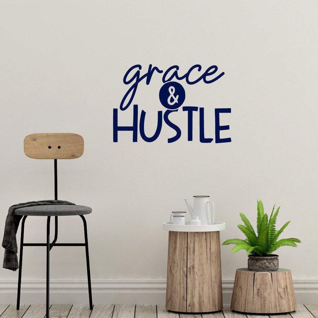 Grace & Hustle Motivational Wall Sticker Quote