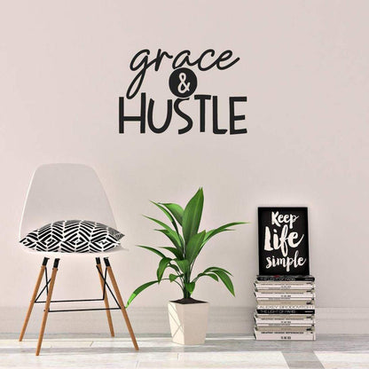 Grace & Hustle Motivational Wall Sticker Quote
