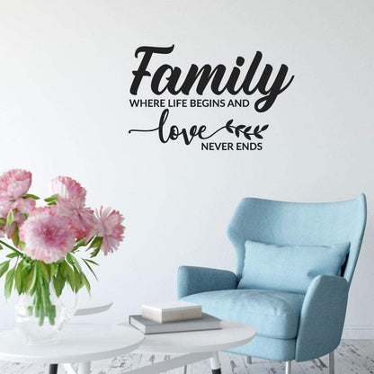 Family Where Life Begins Wall Sticker Quote