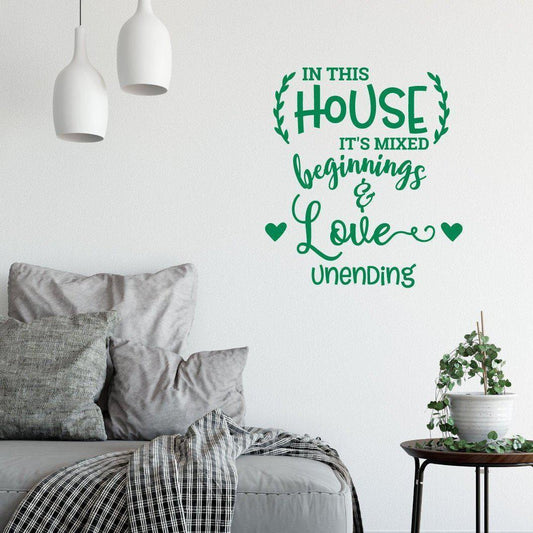 In This House Love Unending Family Home Wall Sticker Quote