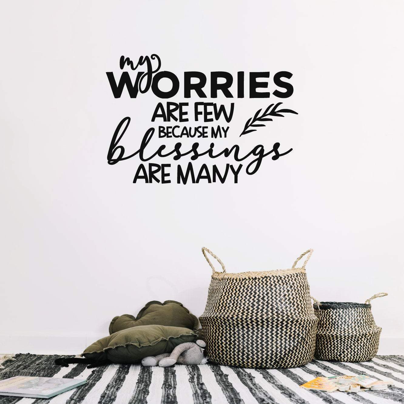 Worries Blessings Inspirational Wall Sticker Quote