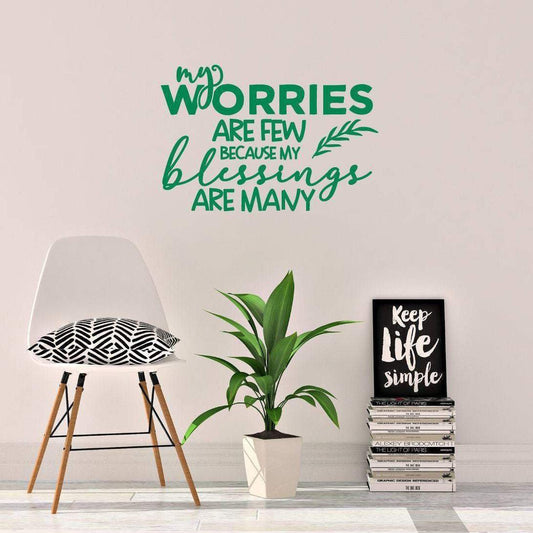 Worries Blessings Inspirational Wall Sticker Quote