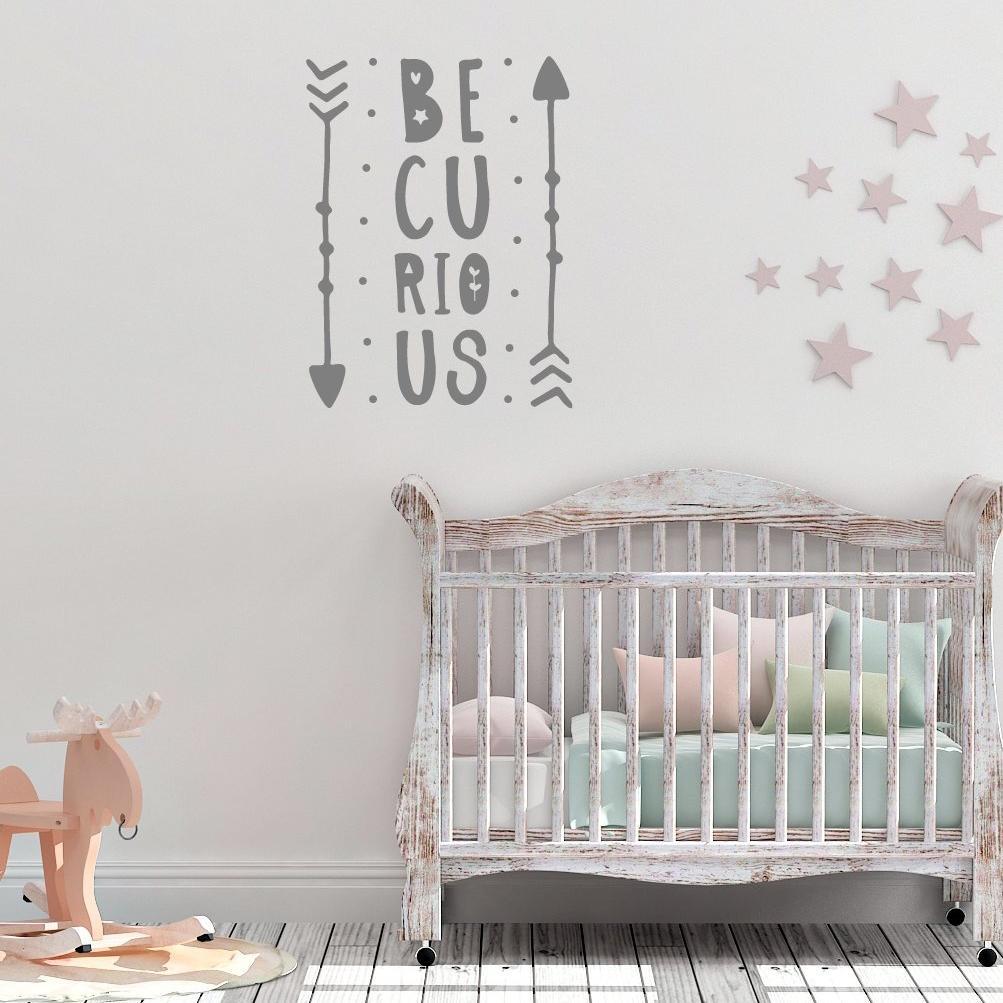 Be Curious Arrows Nursery Wall Sticker Quote