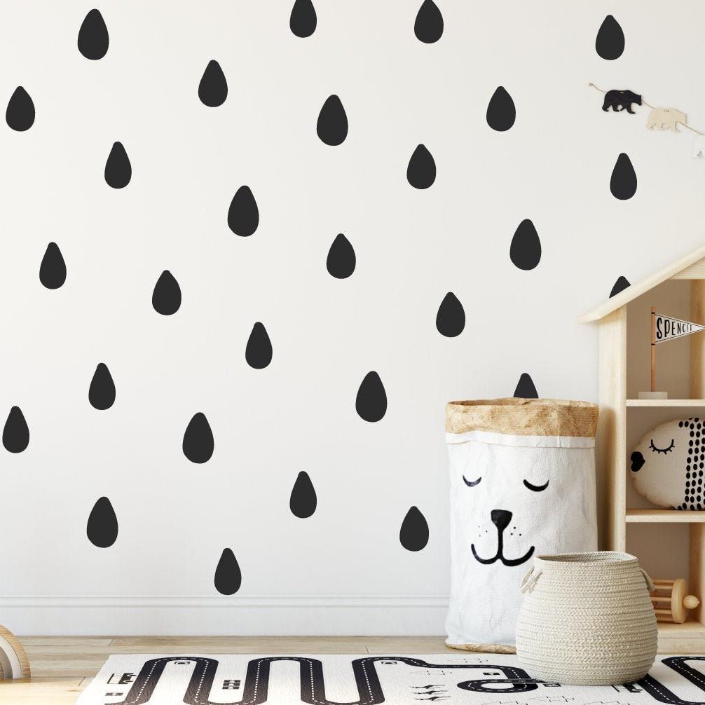Raindrop Wall Stickers Hand Drawn 42 Pack