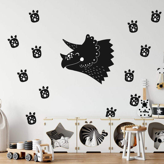 Children's Dinosaur Wall Sticker With Footprints