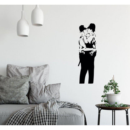 Banksy Wall sticker Kissing Policemen