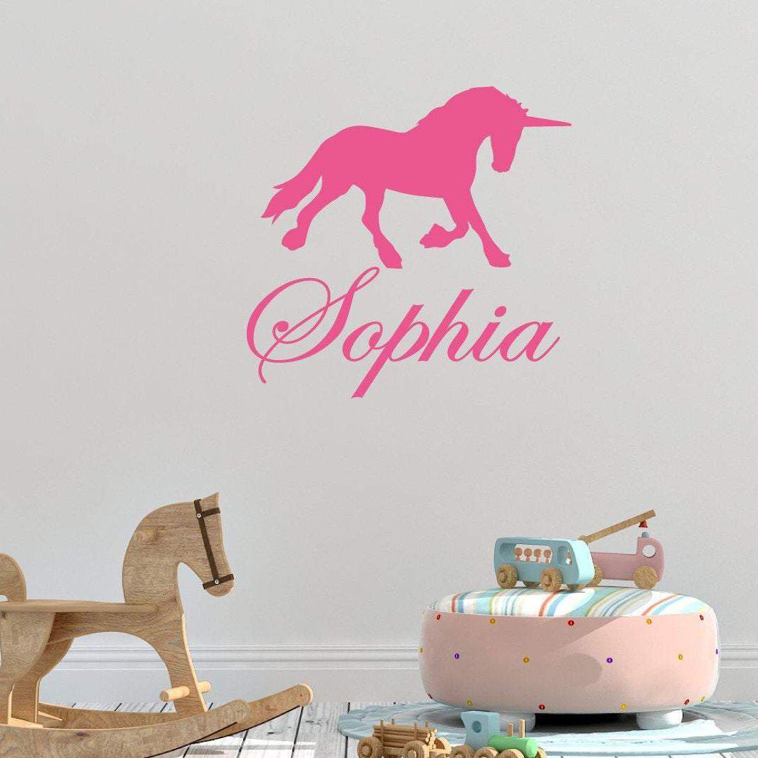 Personalised Name Unicorn Childrens Wall sticker