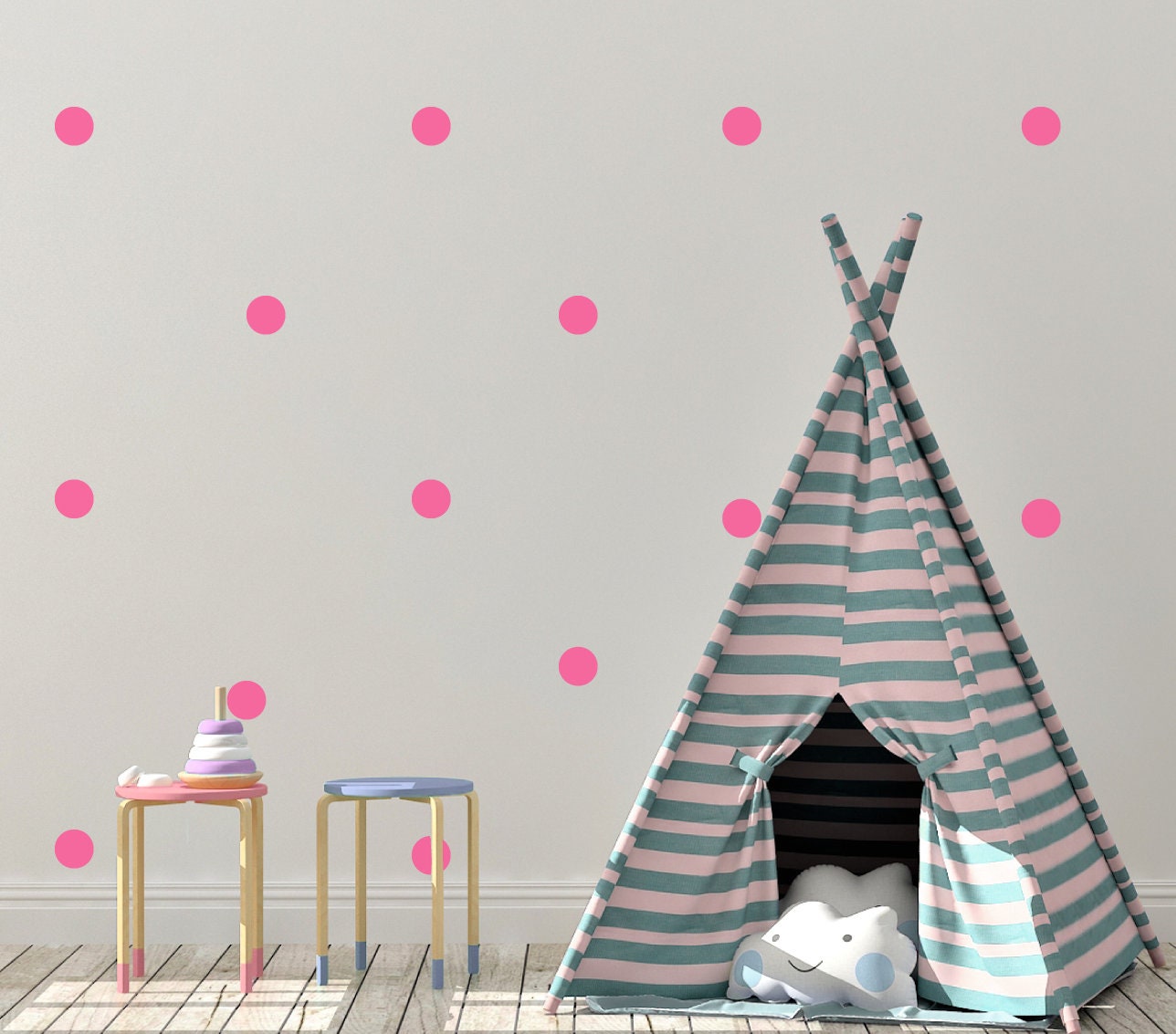 Polka Dot Wall Decals, Polka Dot Wall Stickers, Childrens Wall Stickers, Nursery Wall Art, Vinyl Stickers, Removable Wall Decor
