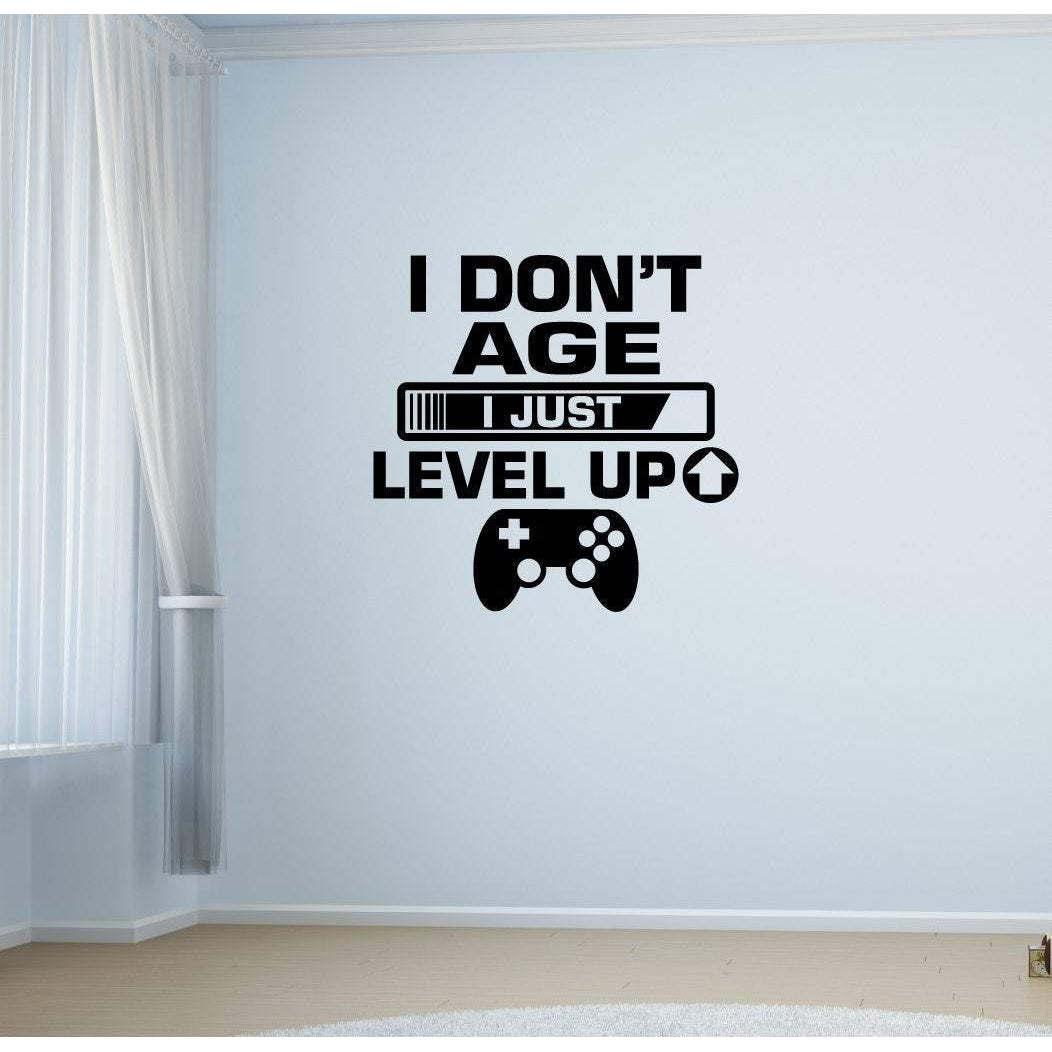 Level Back Game Controller Sticker I Don't Age I Just Level Up Controller Gaming Wall Sticker