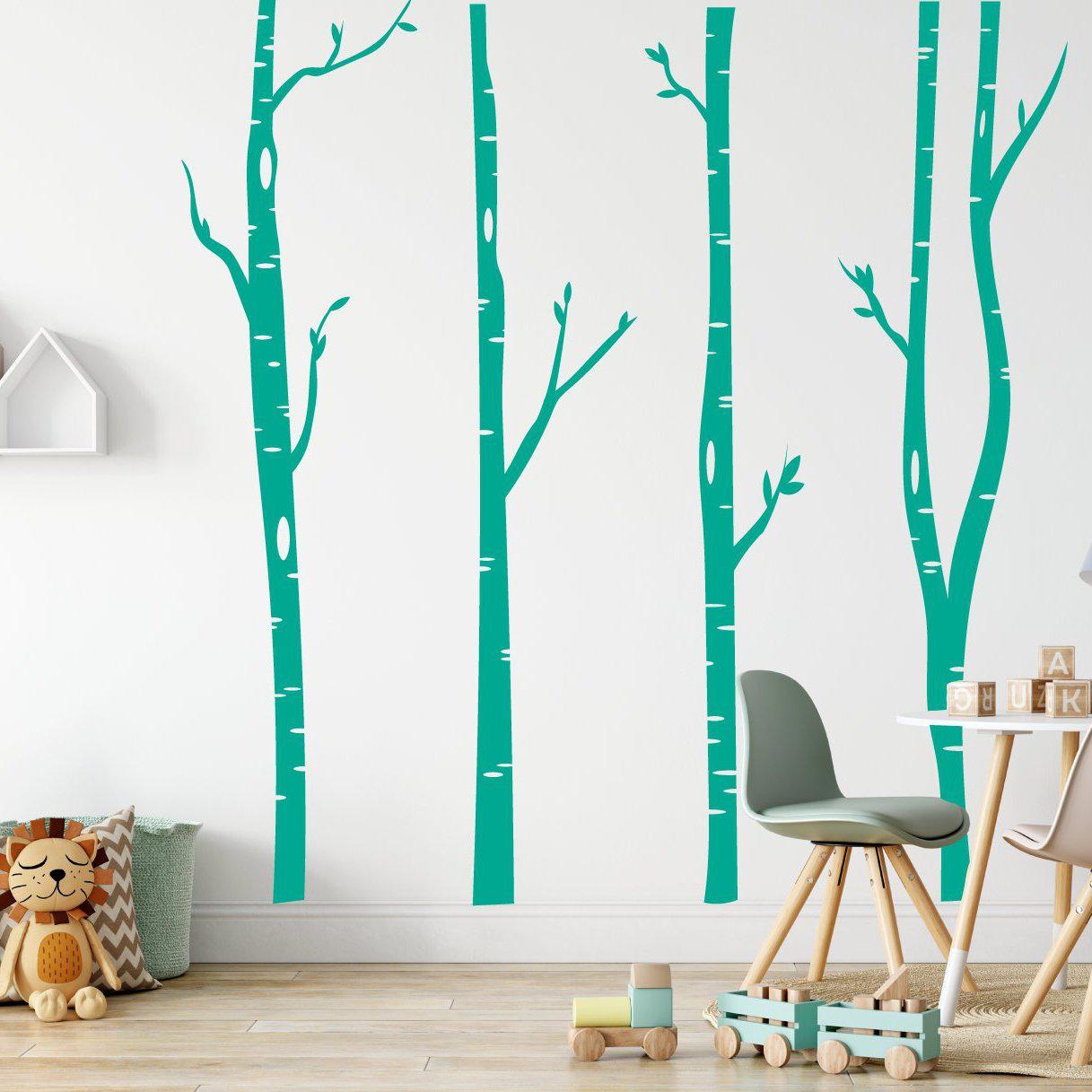 4 Large Birch Tree Wall Stickers