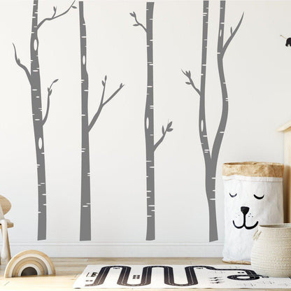 Tall Birch Tree Wall Stickers 4 Pack