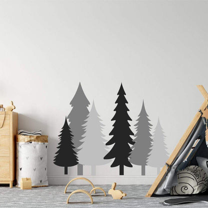 Multicolour Pine Tree Set Of 6 Wall Stickers