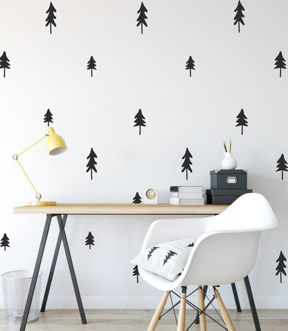 36 Pine Tree Wall Stickers, Wall Decal Pattern, Tree Wall Decals, Tree Wall Stickers, Scandinavian Decals, Scandinavian Stickers