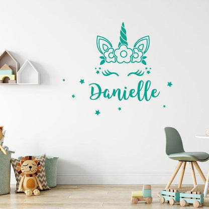 Personalised Name Unicorn Wall Sticker With Stars
