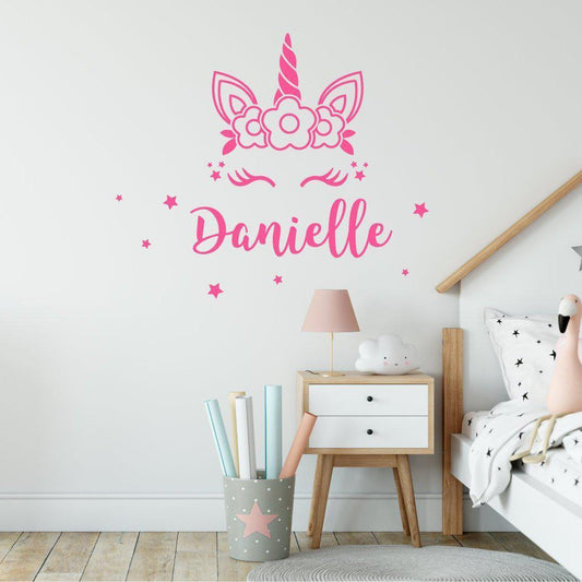 Personalised Name Unicorn Wall Sticker With Stars