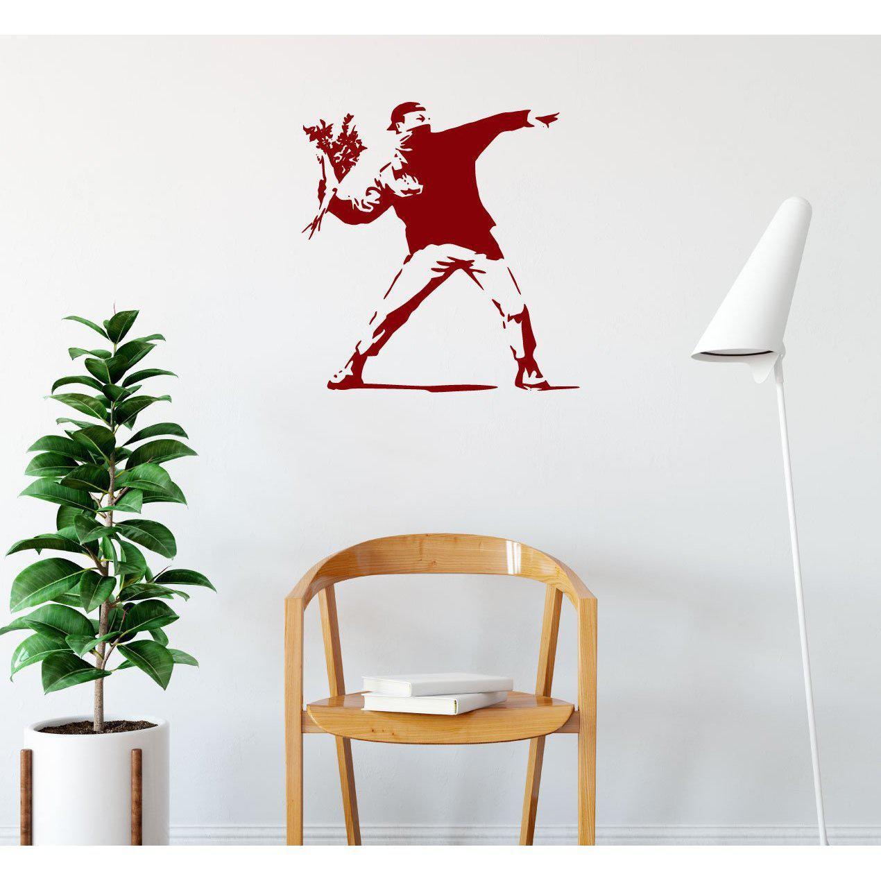 Vandal Throwing Flowers Banksy Wall Sticker