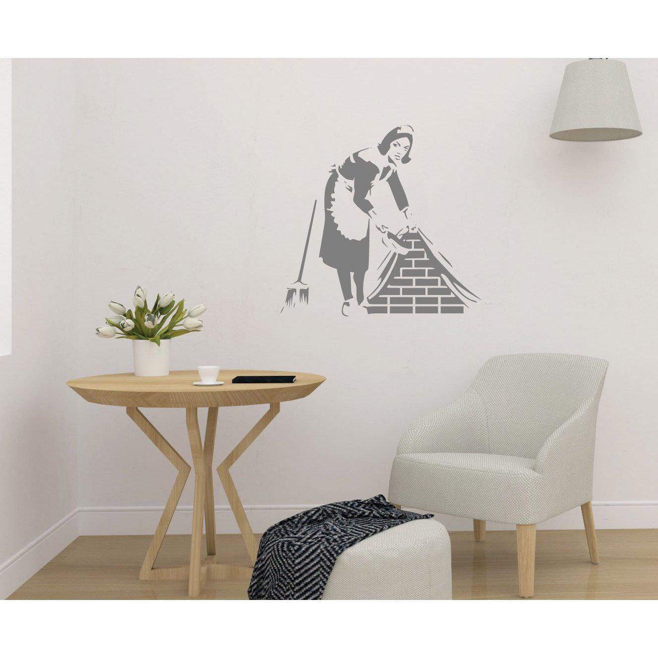 Cleaning Lady Brickwork Banksy Wall Sticker