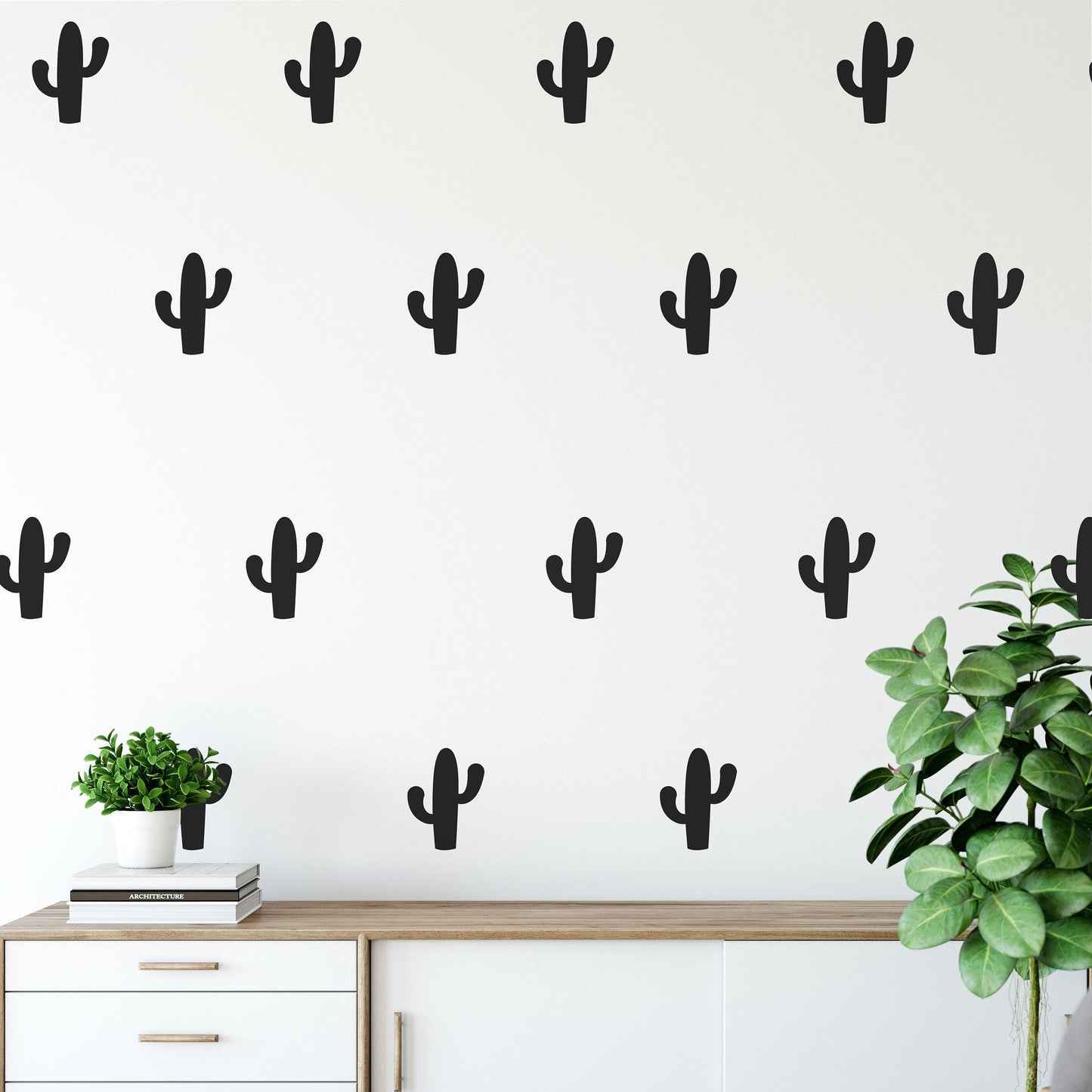 42 Mini Cactus Pattern Wall Stickers
