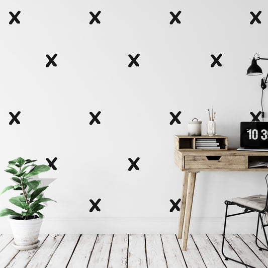 Hand Drawn X Cross Wall Stickers 45 Pack