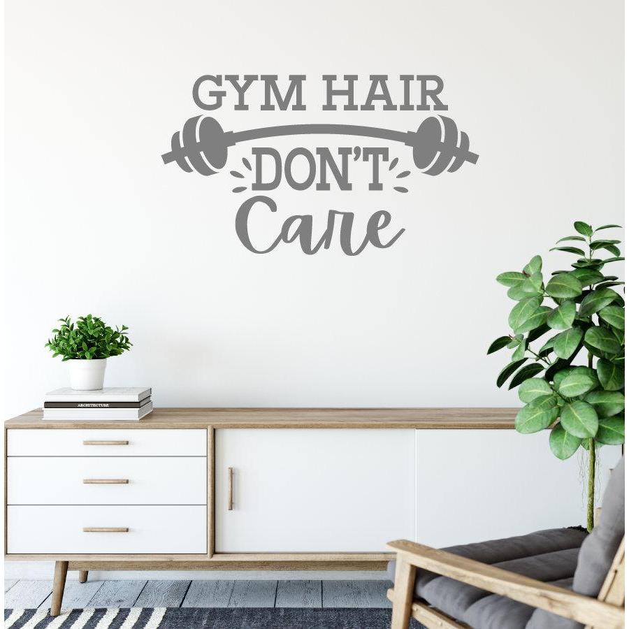 Gym Hair Don't Care Fitness Wall Sticker Quote