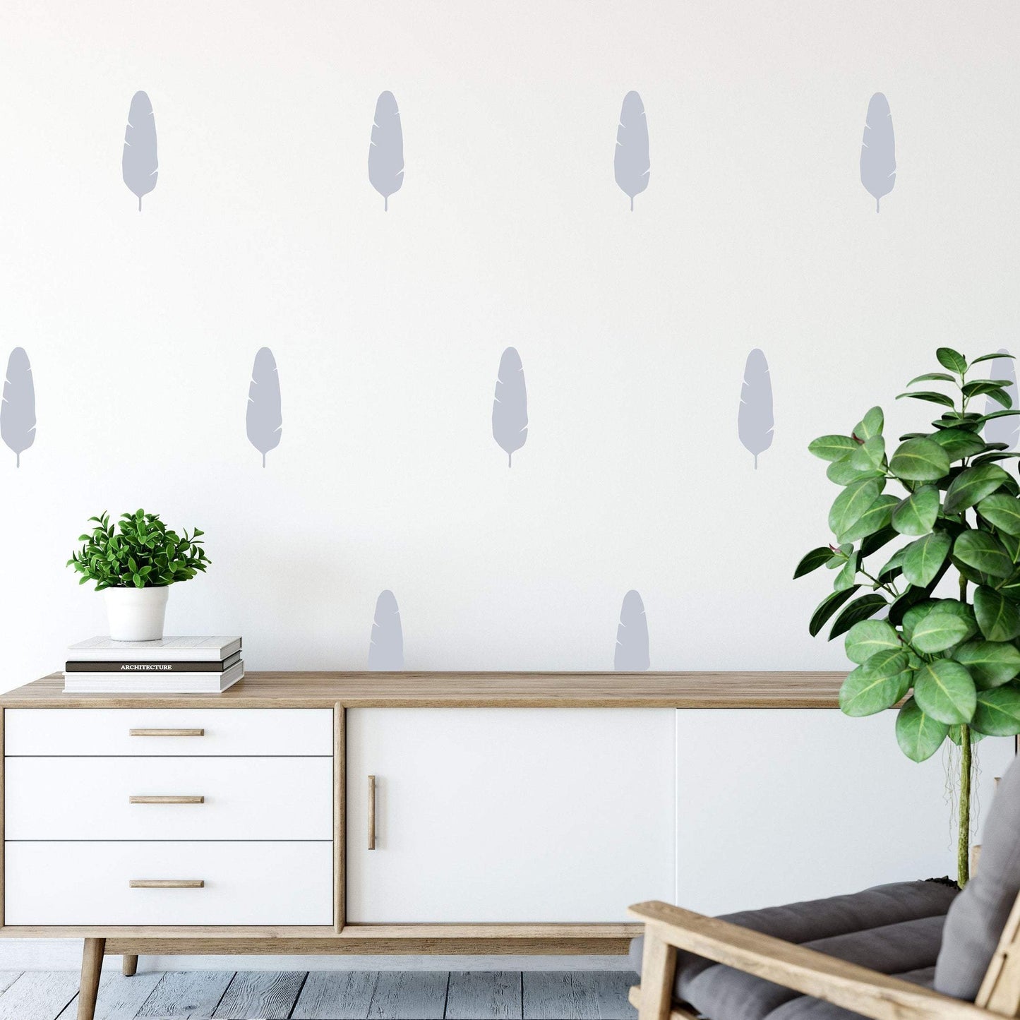 28 Scandinavian Feather Wall Stickers
