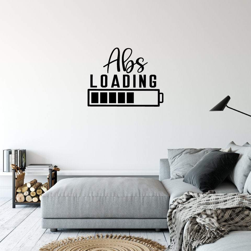 Abs Loading Battery Funny Gym Wall Sticker Quote