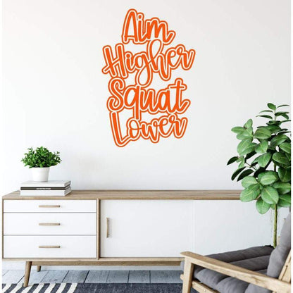 Aim Higher Squat Lower Gym Wall Decal Quote