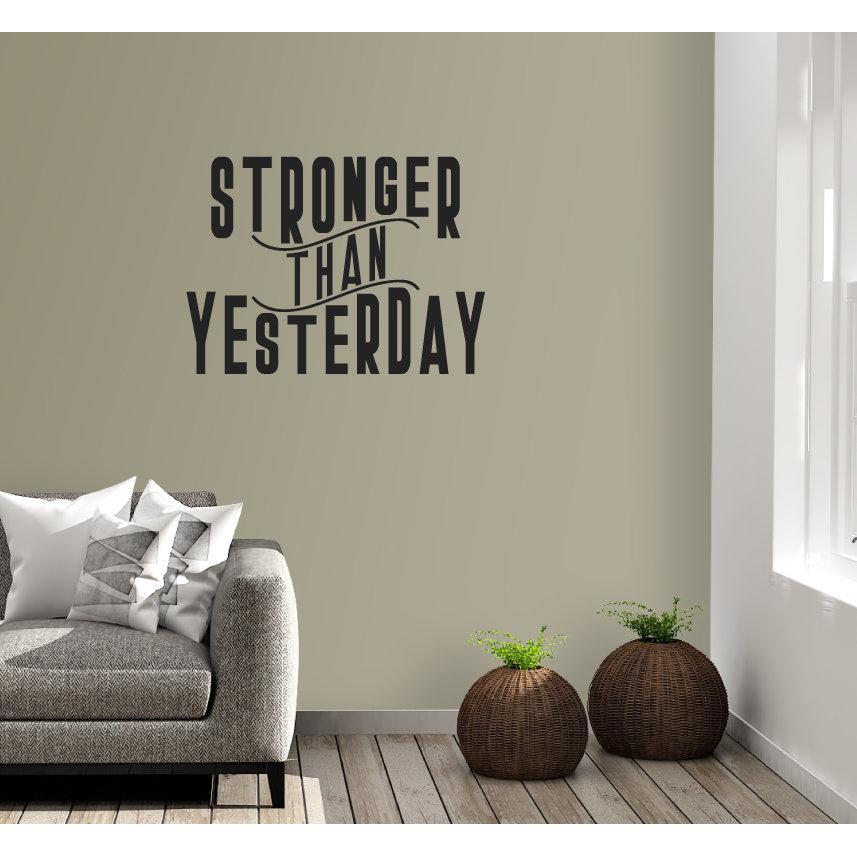 Stronger Than Yesterday Fitness Wall Sticker Quote