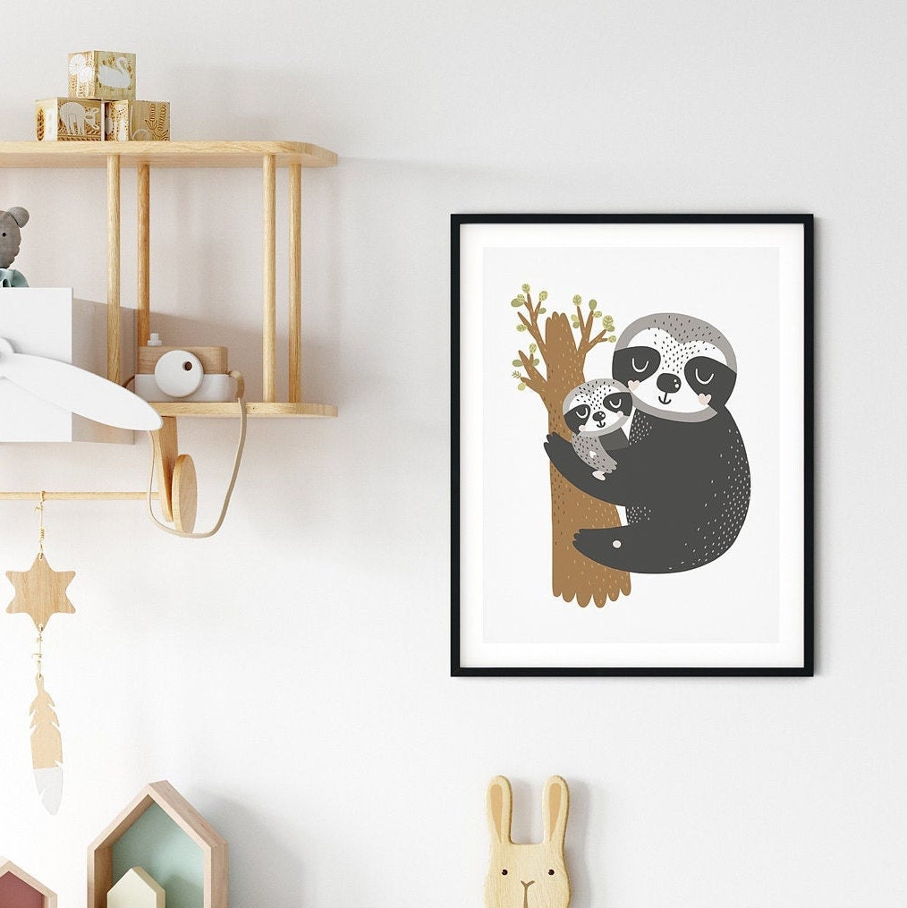 Set Of 3 Animal Nursery Prints Sloth, Fox & Panda Prints