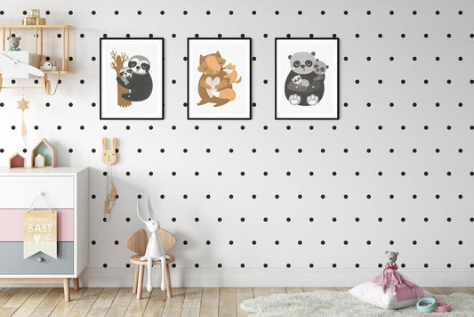 Set Of 3 Animal Nursery Prints Sloth, Fox & Panda Prints