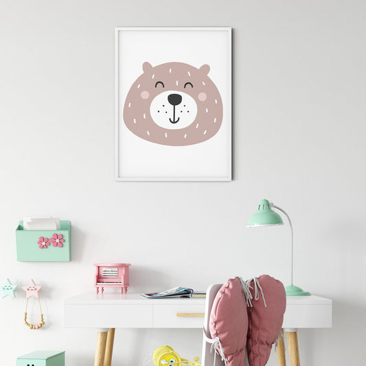 Cute Scandi Bear Wall Print