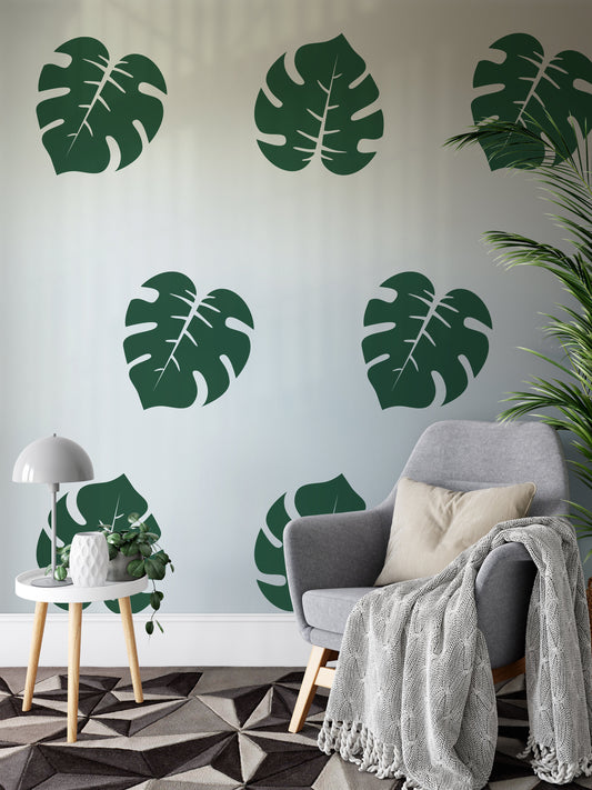 6 Large Tropical LEaf Wall Stickers