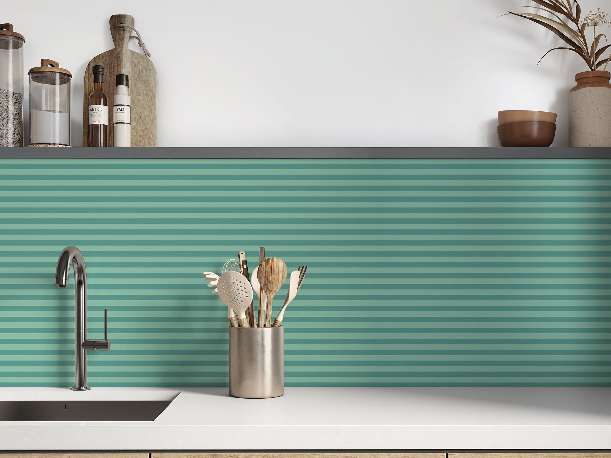 Self Adhesive Furniture Stickers Green Stripe Pattern Furniture/Window Vinyl Wrap Vinyl Wraps For Furniture