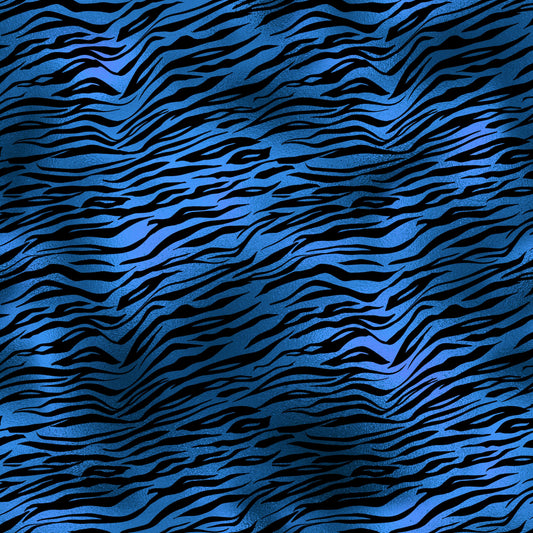 Blue Foil Effect Tiger Print Pattern Vinyl Wrap