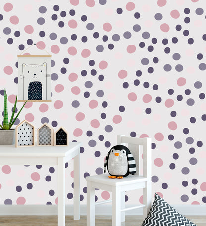150 Purple & Pink Pastel Irregular Polka Dot Wall Stickers