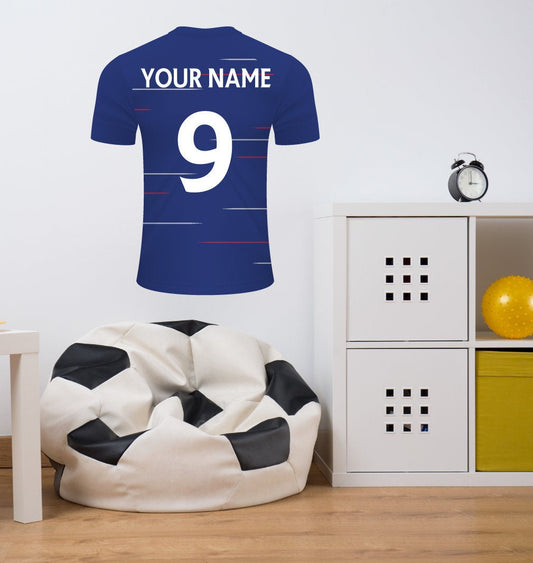 Personalised Blue Football Shirt Wall Sticker