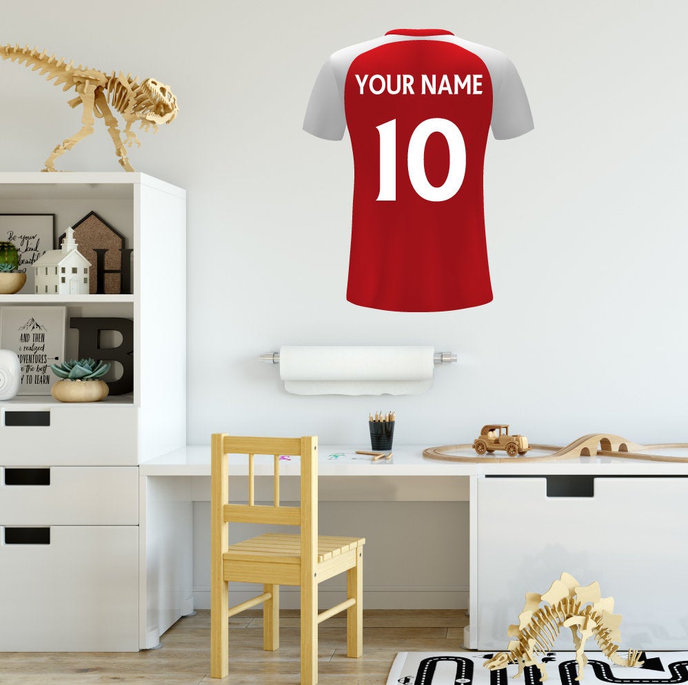 Personalised Red & White Football Shirt Wall Sticker