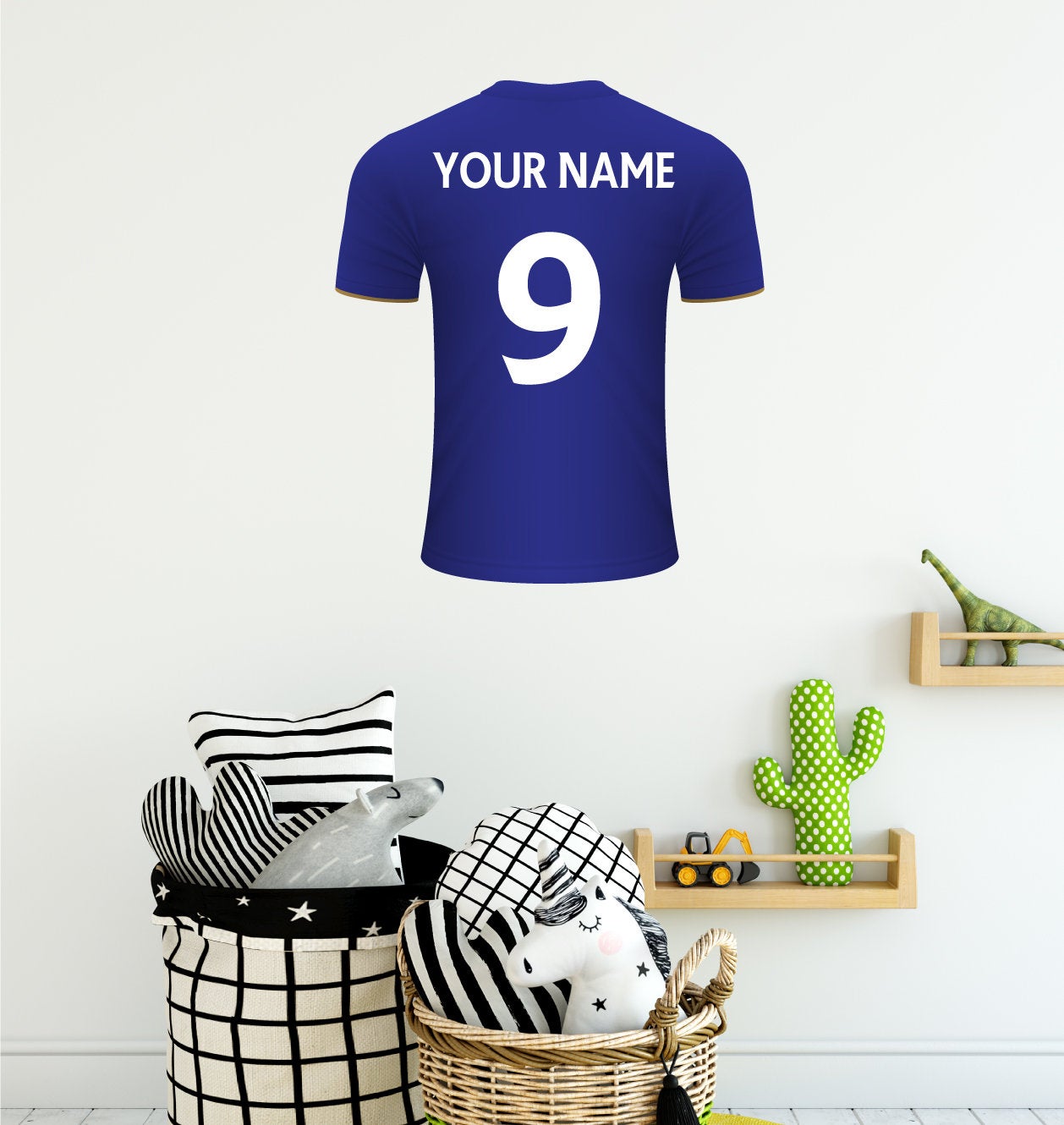 Blue Personalised Football Shirt Wall Sticker
