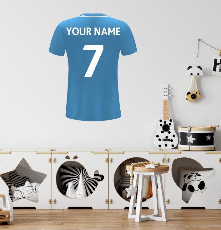 Personalised Light Blue Football Shirt Wall Sticker