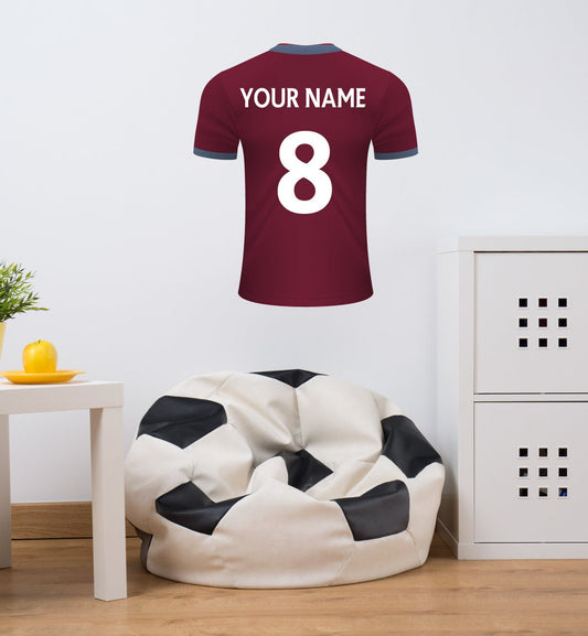 Blue & Burgundy Personalised Football Shirt Wall Sticker