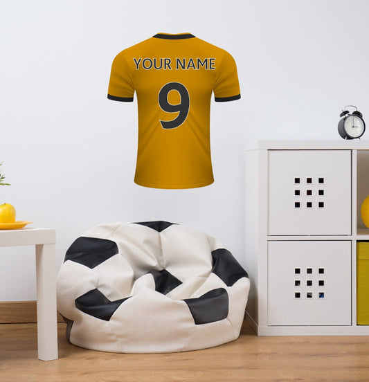 Dark Yellow/Black Personalised Football Shirt Wall Sticker