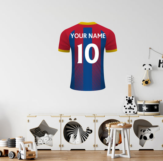 Red & Blue Stripes Personalised Football Shirt Wall Sticker