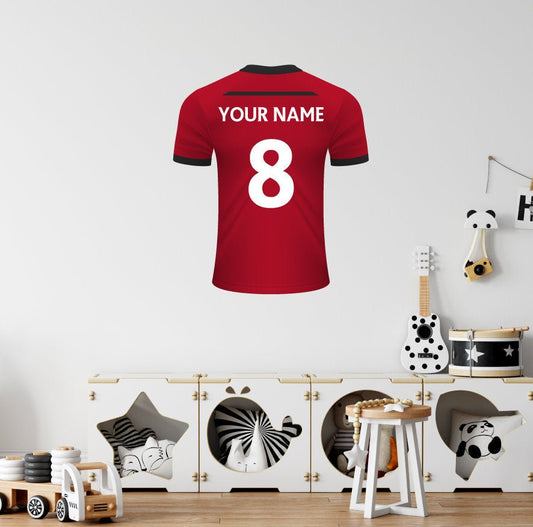 Red/Black Personalised Football Shirt Wall Sticker