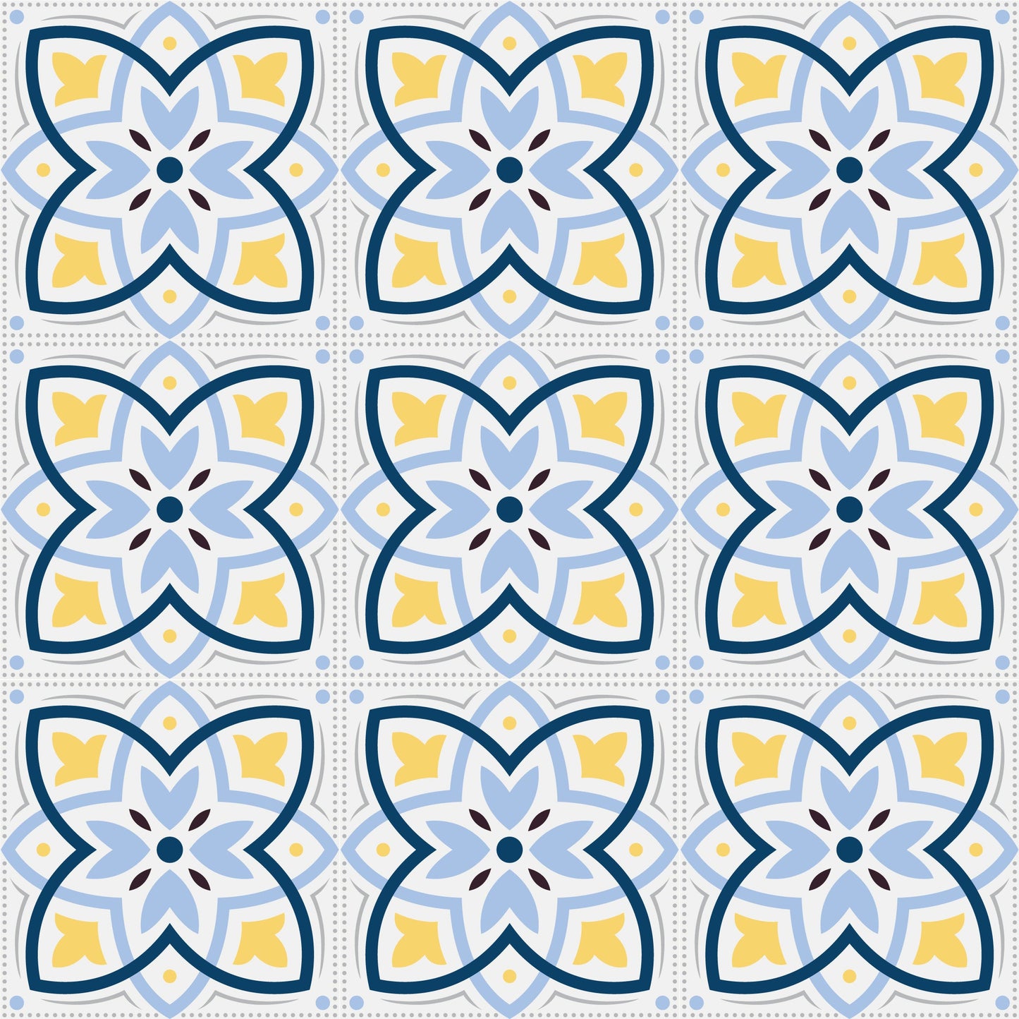 Blue & Yellow Abstract Pattern Tile Stickers Pack