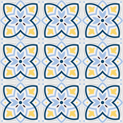 Blue & Yellow Abstract Pattern Tile Stickers Pack