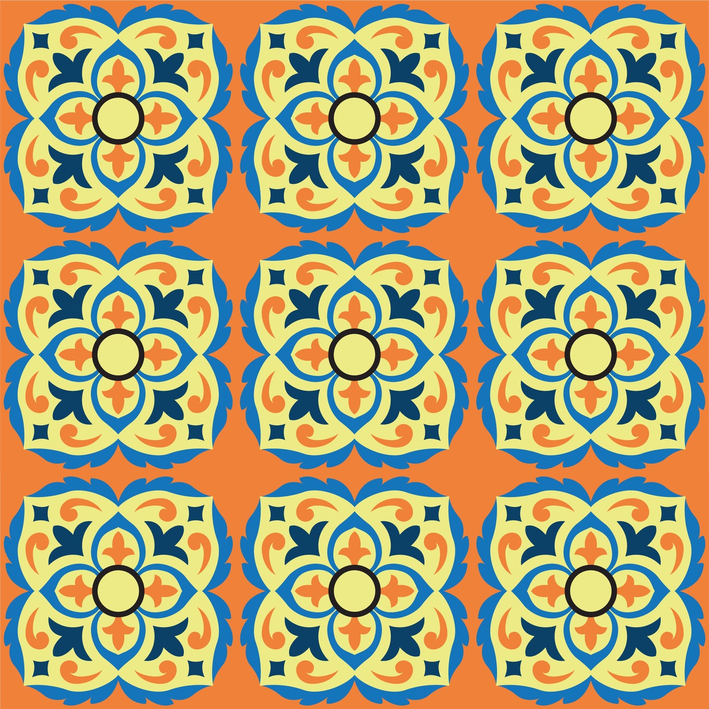 Orange & Yellow Vintage Tile Stickers Pack