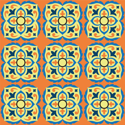 Orange & Yellow Vintage Tile Stickers Pack