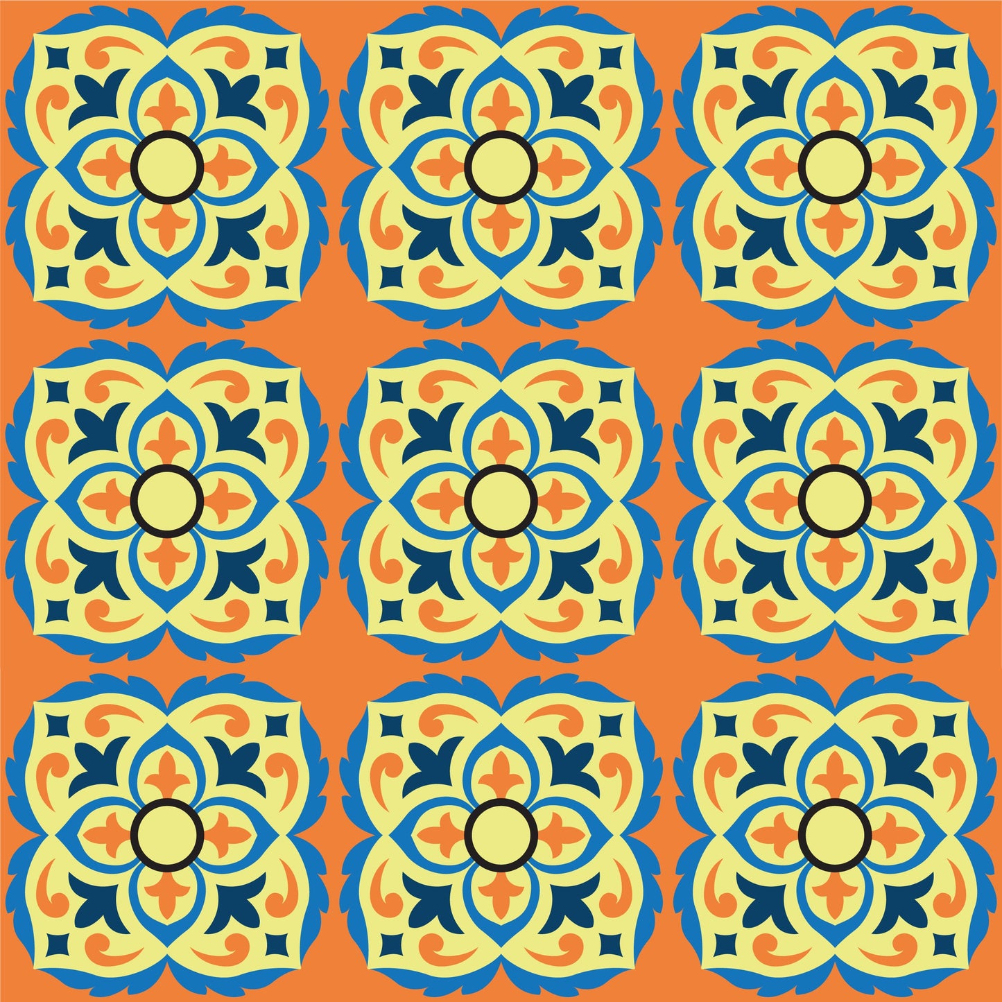 Orange & Yellow Vintage Tile Stickers Pack