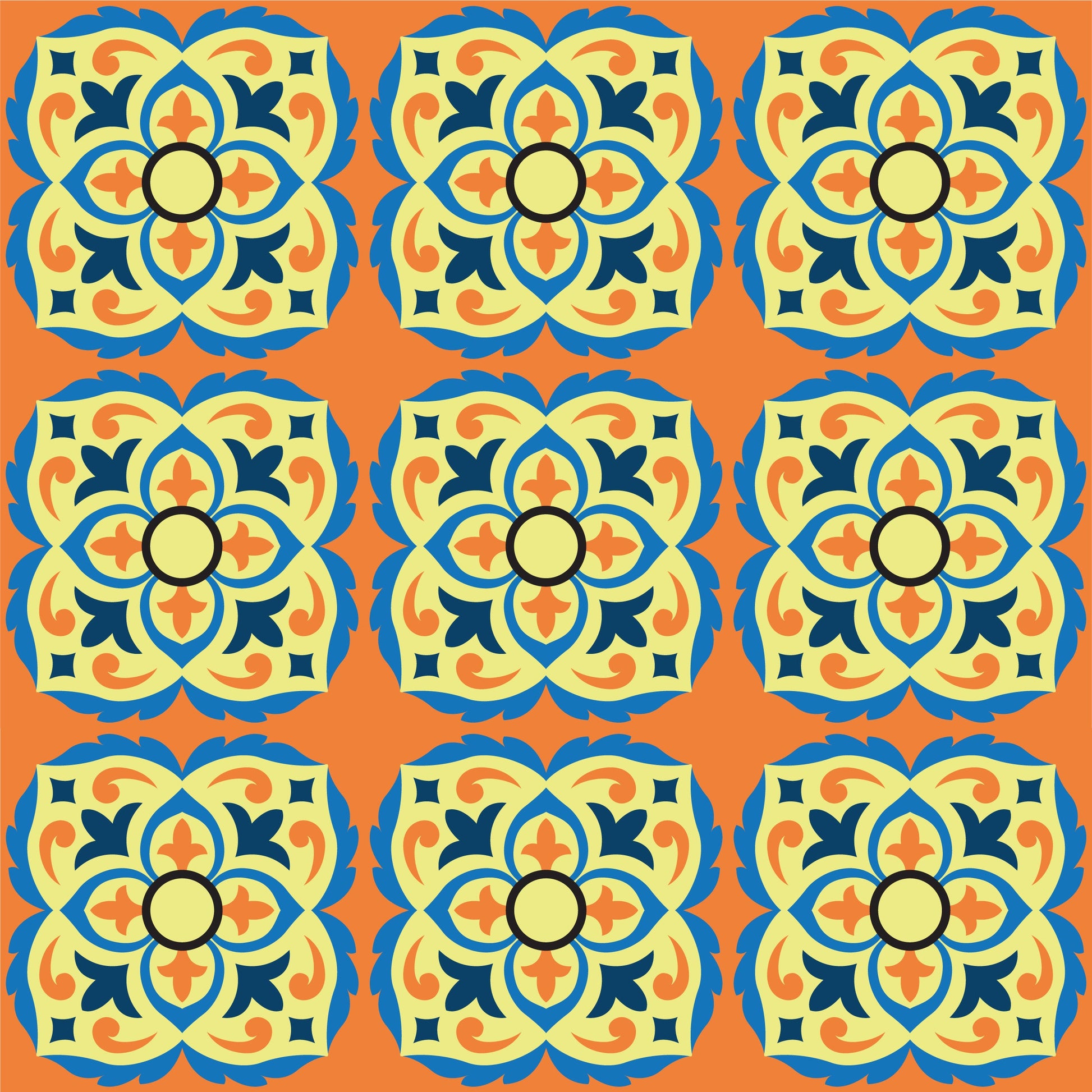 Orange & Yellow Vintage Tile Stickers Pack