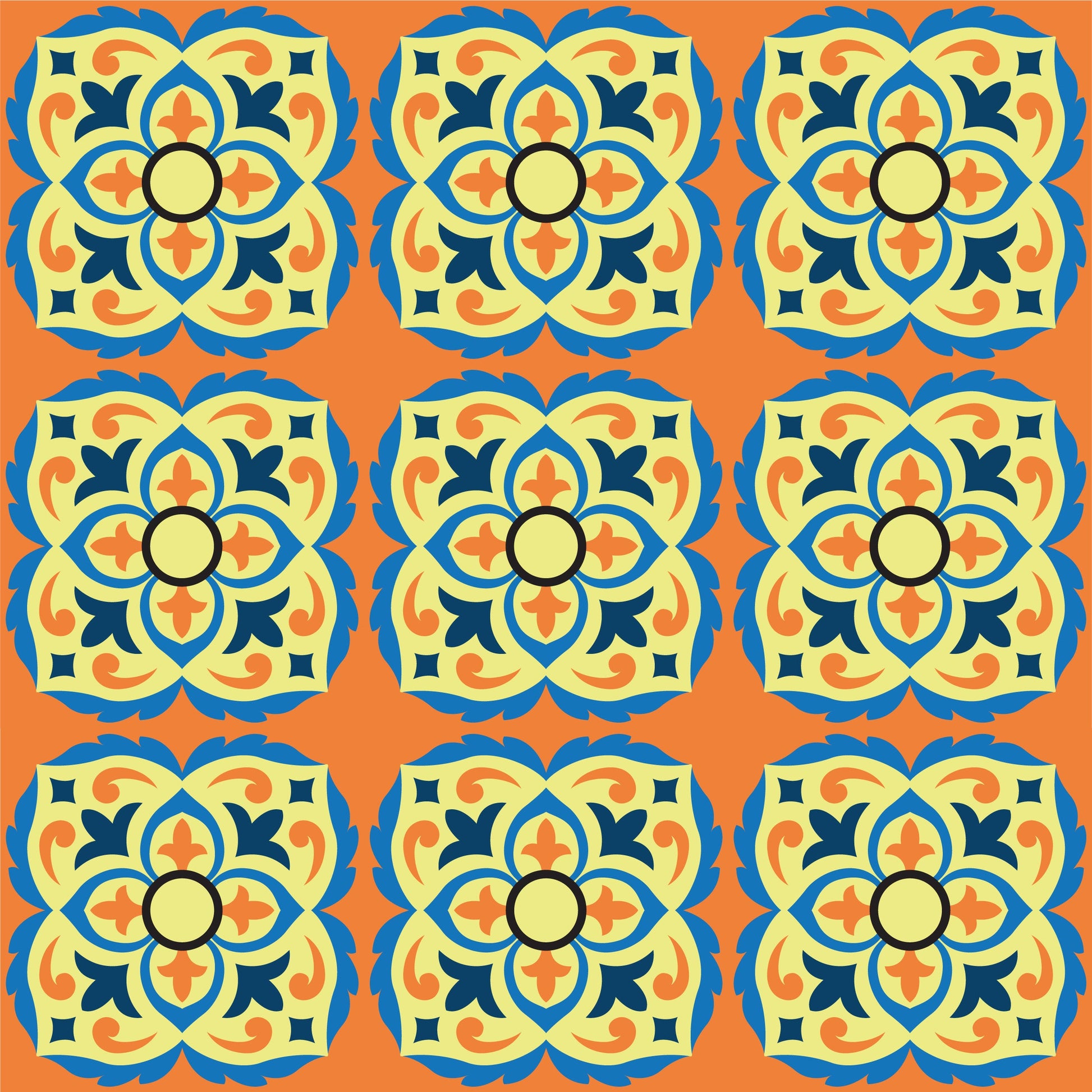 Orange & Yellow Vintage Tile Stickers Pack